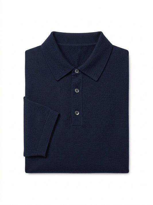 Merino Wool Long-Sleeve Polo
