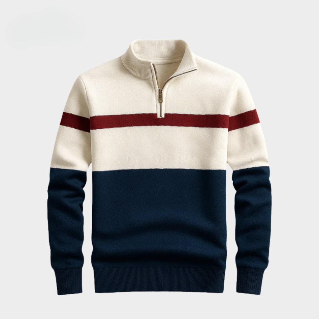 Heritage Stripe Zip Knit Sweater